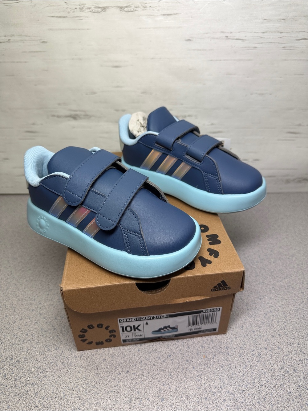 adidas Kids Navy Blue and Light Blue Velcro Sneakers